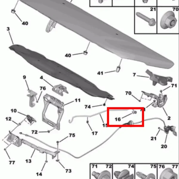 بست نگهدارنده میل کاپوت تارا